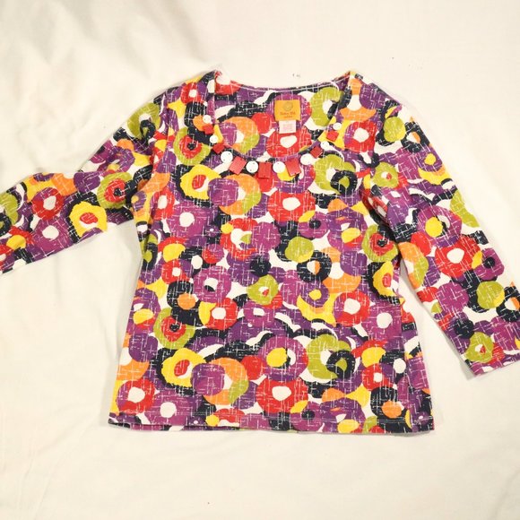 Ruby Rd. Tops - RUBY RD. Petite Multicolor Geometric Print 3/4 Sleeve Top Size Petite Small